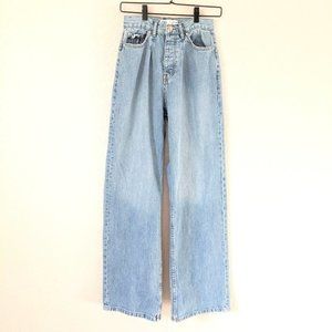 Zara Light Wash Wide Leg Pleated Front Mom Jeans 4